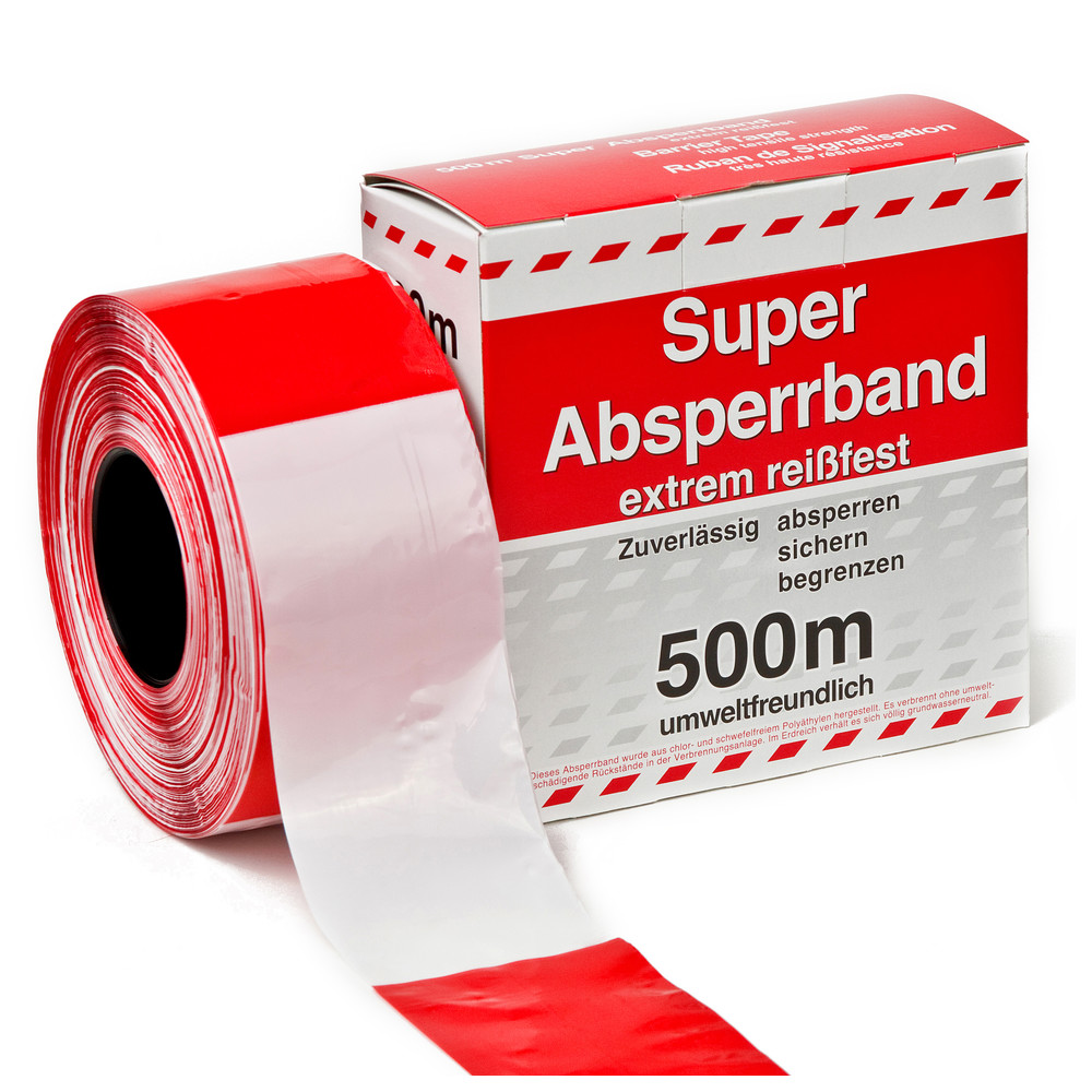 Trassierband PE Warnband Rolle für Baustelle & Gefahren 80 mm x 200 m Flatterband Relaxdays 12x Absperrband reißfest rot-weiß 